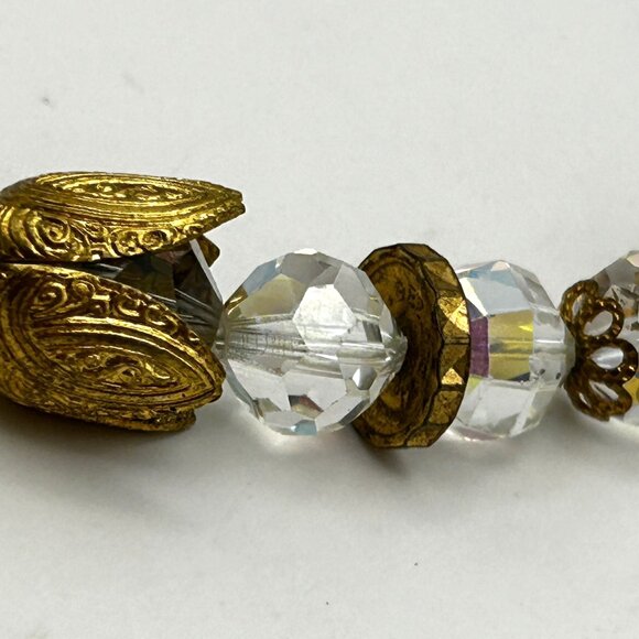 Vintage Czech Crystal Necklace Gold Tone Beads 14/20 GF Clasp 164 DRGM GES Mark - Picture 3 of 16